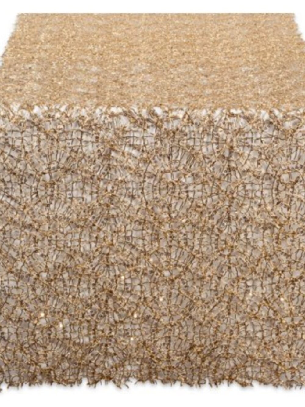 DII 16inx10ft Modern Fabric Sequin Mesh Table Runner Roll in Gold